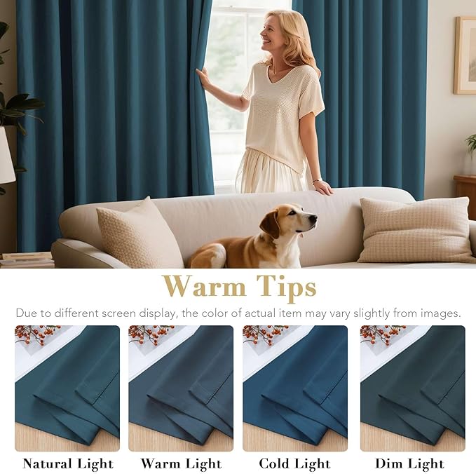 H.VERSAILTEX Premium Blackout Thermal Insulated Room Darkening Curtains for Bedroom/Living Room - Classic Grommet Top (2 Panels, Dark Teal, 52 Inch by 63 Inch)