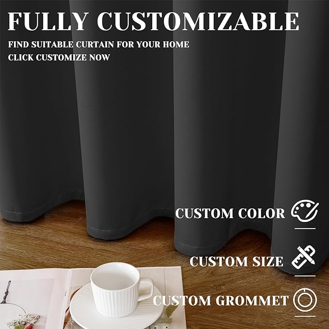 ChrisDowa Custom Blackout Curtain for Bedroom and Living Room. Thermal Insulated Room Darkening Curtain 1 Panel (Custom Size and Color)