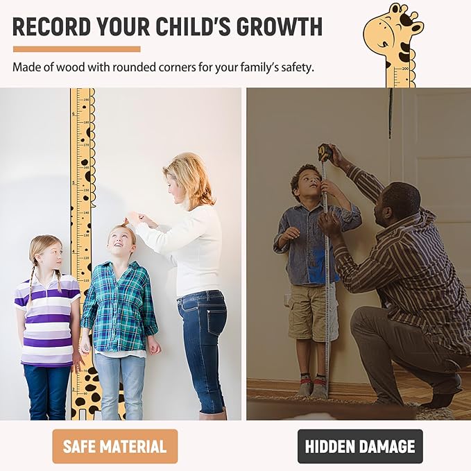 Wooden Growth Chart for Kids,Giraffe Height Chart for Boy Girls,Measuring Board for Kids Height,for Child's Room,Nursery Decor Decoration Wall Art (giraffe)