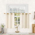 LAMIT Short Linen Window Curtains 30 Inches Long 2 Panels, Beige Semi Sheer Light Filtering Panels Bronze Grommet Neutral Drapes for Basement/Small Windows, 34 x 30 Inch
