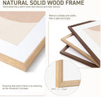 16x16 Picture Frame Natural Solid Oak Photo Frames with 12x12 Removable Mat Wall Hanging Large Handcrafted Frame with HD Plexiglass Wall and Tabletop Display Large Poster Frame