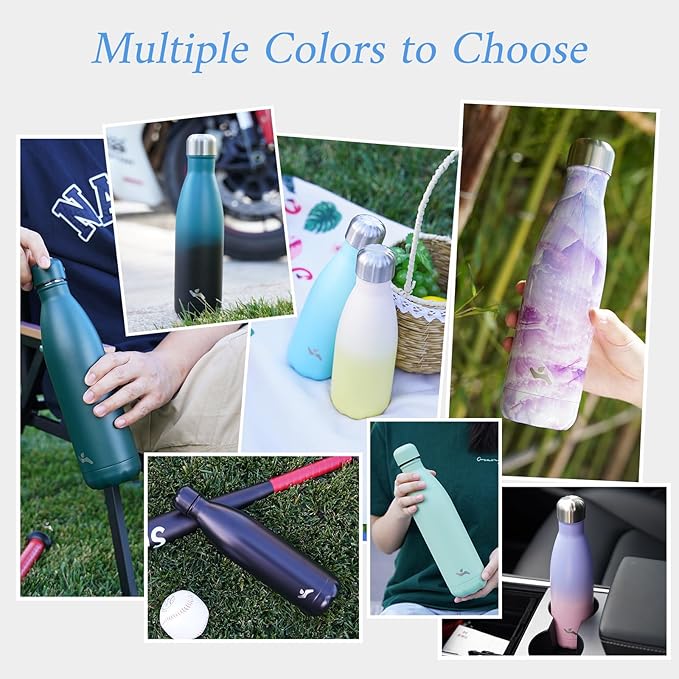 Insulated Water Bottles,12 oz Double Wall Stainless Steel Vacumm Metal Flask for Sports Travel,Marble Jade