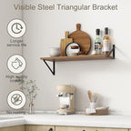 Fun Memories 27.5" W x12 D Floating Shelves, Large Wall Shelves 27.5 Inch Long, Set of 2, Farmhouse Wood Floating Shelf Wall Mounted, Deep Shelves for Bathroom, Living Room, Kitchen, Walnut Color