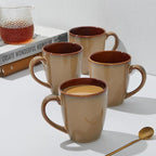 Coffee Mug 16 oz, Ceramic Coffee Mugs Set of 4, Reactive Glaze Mug for Latte/Tea/Cappuccino, Large Stackable Mug Set for Men, Women, Dad, Mom, Dishwasher & Microwave Safe, Brown Yellow