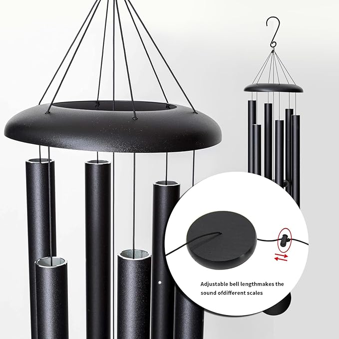 45'' Wind Chimes Outdoor,Memorial Wind Chime, Large Wind Chimes for Outside Deep Tone, Sympathy Gifts. Black
