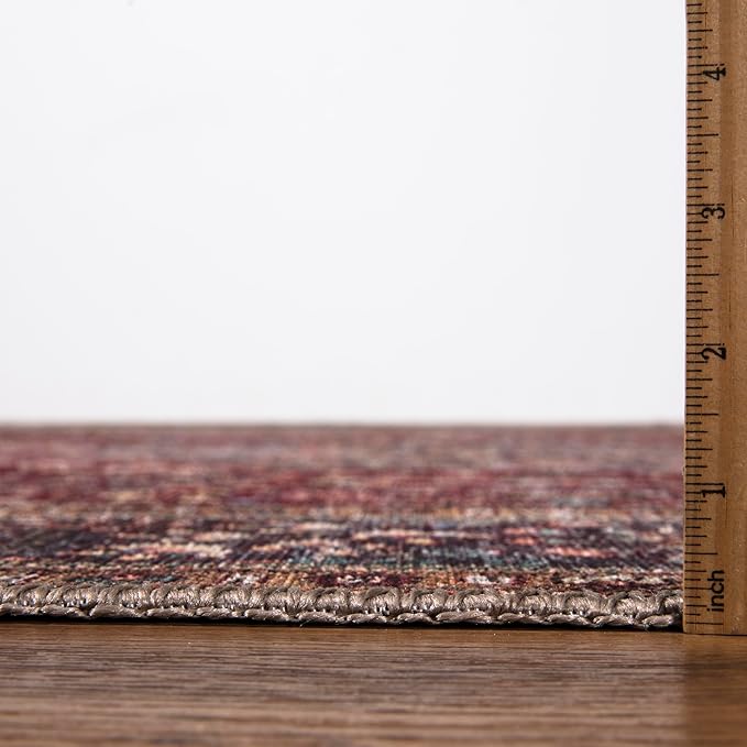 Keen Home Design 2x12 Rug - Machine Washable Runner Rug with Non-Slip Backing, Ideal for Hallway, Entryway, Kitchen, Laundry Room - Vintage, Easy Clean, Durable, Low Pile - (2'6" x 12')