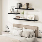Black Floating Shelves for Wall 36 Inches Long, 12" Deep Wall Shelves 2" Thick, Heavy Duty Shelf for Bedroom, Bathroom, Living Room, Kitchen, Office, Home Decor, Modern Shelf Set of 2, 36" X 12" X 2"