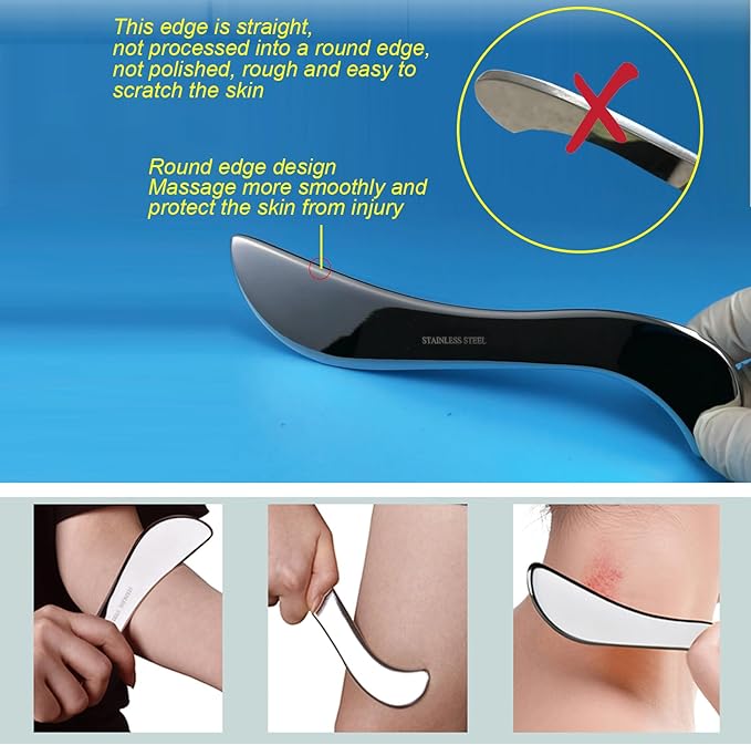 BYYDDIY 7 in 1 Stainless Steel Gua Sha Muscle Scraper Tools Kit (N-7PCS)
