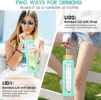 32 oz Glass Water Bottle with Straw - Motivational Time Marker & Silicone Sleeve - Reusable Tumbler Includes 2 Bamboo Lids & Fruit Infuser - 1 Pack