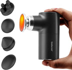 Mini Massage Gun Deep Tissue, Portable Hand Held Massager Gun with Heat, Portable Percussion Muscle Massager with 4 Massage Heads for for Dad, Office, Home, Athletes
