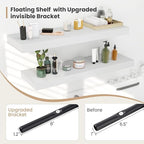 Heimlove 12" Deep Floating Shelves, 36 x 12 Inch Wall Mounted Long Floating Shelf with Invisible Brackets, for Home Decor, Bedroom, Kitchen, Living Room, Bathroom - 2 Pack, White