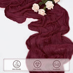 Burgundy 6 Pack Cheesecloth Table Runner 10FT Rustic Gauze Cheese Cloth Table Runner for Wedding Bridal Baby Shower Table Decor 20 x 120 Inch Long Boho Fabric Sheer Birthday Party Table Decorations