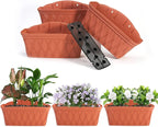Sungmor 3 Pack Wall Hanging Planters, 16.5 Inch Railing Fence Hanging Flower Pots, Thickened Plastic Water Storage Plant Pot, Indoor Outdoor Garden Balcony Decor, Large Terracotta Color Plant Basket
