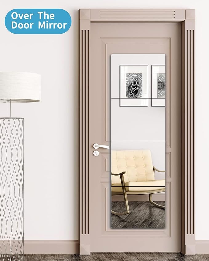 Shatterproof Wall Mirror Full Length for Bedroom, Acrylic Gym Mirrors For Home, Extra Thick: 0.1 inch, 10 x 10 inch x 4 Pcs, Workout Mirrors Safe for Kids, Over The Door, Long Wall Mounted