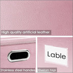 PRANDOM Collapsible Storage Box with Lid [1-Pack] Leather Fabric Foldable Storage Bin Organizer Container Basket Cube with Cover for Home Bedroom Closet Office Nursery Pink (22.8X15.7X11.8)