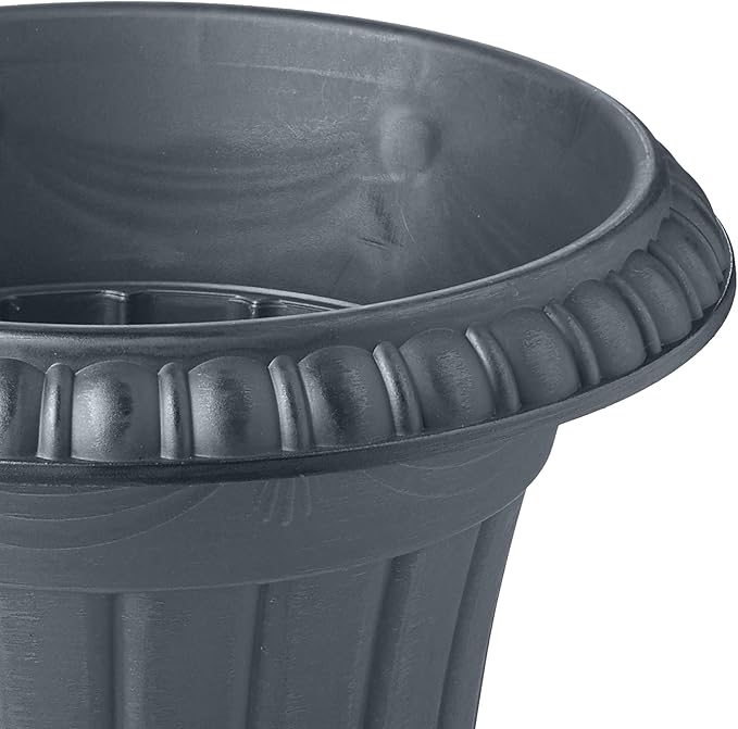 PL20GY Classic Traditional Plastic Urn Planter Indoor/Outdoor, 10" x 12", Gray