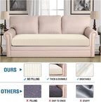 H.VERSAILTEX Super Stretch Individual Seat Cushion Covers Sofa Covers Couch Cushion Covers Slipcover Sets Thick Jacquard Textured Twill Fabric (1 Piece Sofa Cushion Cover, Natural)