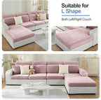 Sectional Couch Covers for L Shaped Sectional Sofa (Left or Right Facing) – Softer Chenille Sofa Covers Washable, Non-Slip Stretch Chaise Slipcover (Only 1PC Chaise Cushion Cover, Pale Pink)