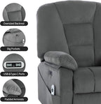 Power Swivel Rocker Recliner Chair for Adults,Rocking Recliners Chairs with Massage and Heat for Living Room, Electric Fabric Reclining Sofa Chair with USB and Type-C Port (Gray)
