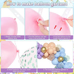 Amandir 164PCS Pastel Balloon Garland Kit, Rainbow Easter Unicorn Balloon Arch, Colorful Gold Confetti Balloons for Pastel Easter Baby Shower Wedding Ice Cream Mermaid Party Decorations Supplies