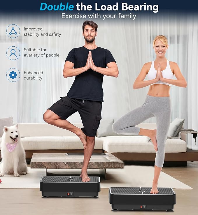 POWET Vibration Plate Exercise Machine for Weight Loss, Woukout & Lymphatic Drainage – Whole Body Vibrating with 99 Speed Levels & 5 Pre-Set Modes – Supports Up to 400lbs, Ideal for Home Use