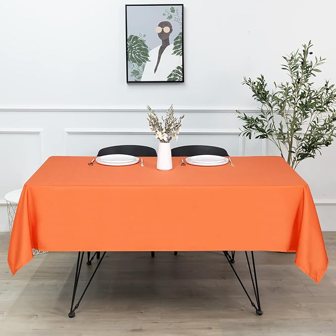 sancua Rectangle Tablecloth - 70 x 108 Inch - Stain and Wrinkle Resistant Washable Polyester Table Cloth, Decorative Fabric Table Cover for Dining Tables, Buffet Parties and Camping, Orange