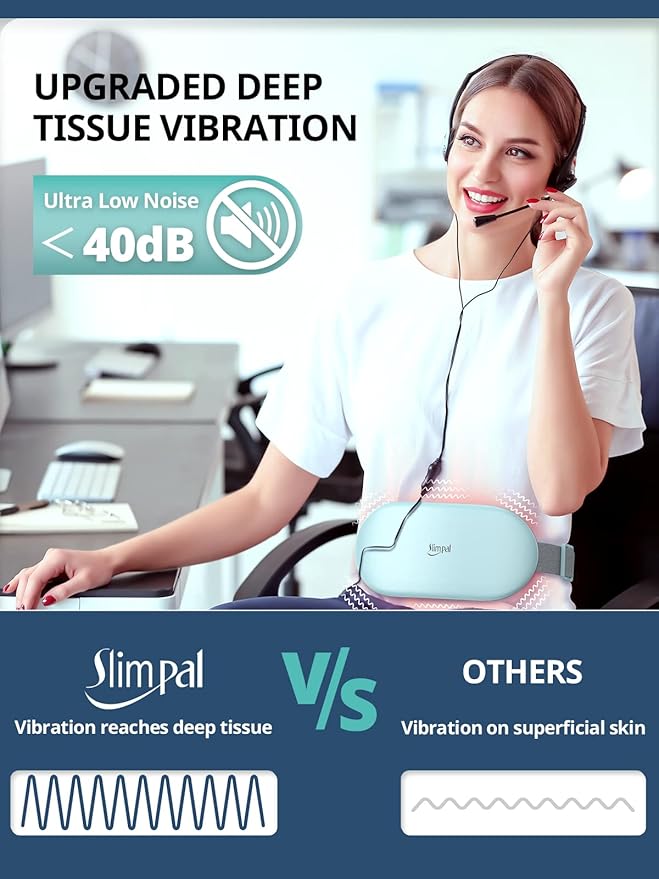 Slimpal Heating Pad for Period Cramps, Plus-Sized Portable Electric Heating Pad, Menstrual Cordless Heat Belt Back, Belly, Waist Pain Relief, Long-Lasting Battery, Gift for Her Girl Women, Light Blue