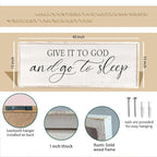comurdyo Give It To God And Go to Sleep Sign 40''×15'' Master Bedroom Above Bed Wall Decor Wood Framed Couple Large Farmhouse Guest Room Rustic Simple Over Bedside Wall Art Hanging Decor (White)