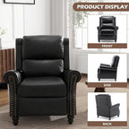 UIXE Pushback Recliner Chair, PU Leather Armchair Push Back Accent Chair for Living Room, Rivet Trim Club Chair Home Theater Overstuffed Single Sofa Bedroom Reading Seat - Black