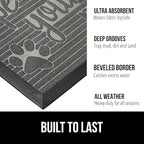 GORILLA GRIP 100% Waterproof All-Season WeatherMax Doormat 35x23, US Designed Natural Rubber, Stain and Fade Resistant, Low Profile Indoor Outdoor Door Mats, Easy Clean Patio Mat, Stone Paws