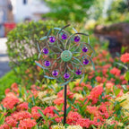 Viveta Outdoor Wind Spinners, 13" Metal Wind Sculpture with Stable Stake, Double-Sided Windmill,Wind Spinner for Yard and Garden