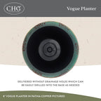 Classic Home and Garden Vogue Planter Pots w/Pottery Quality Finish - Modern Indoor & Outdoor Flower Pots - UV-Resistant Porch Planters - Decorative Pot for Flowers & Herbs (8” Patina Copper)