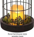 PHOSPHOR Rustic Farmhouse Decor Lantern Set of 2 Modern Farmhouse Decorative Indoor for Kitchen Fireplace Centerpiece Table Dinning Living Room