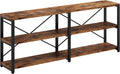 IRONCK Rustic Entryway Console Table, Long Hallway Table 70.8 in 3-Tier, TV Stand Entertainment Center Media Stand for Living Room, Industrial Style, Vintage Brown