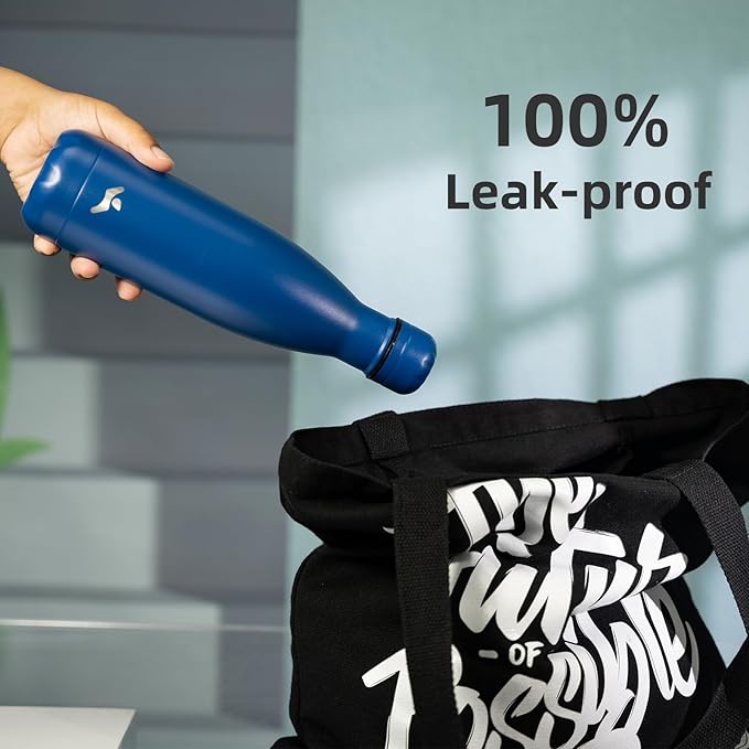 Insulated Water Bottles,17 oz Double Wall Stainless Steel Vacumm Metal Flask for Sports Travel,Blue