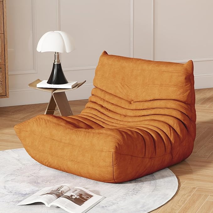 Bean Bag Chair for Adults, Bean Bag Sofa - Adult Size with Soft Waterproof Fabric for Living Room, Apartments, Reading Corner, Gaming, and Movie Venue (DarkOrange)