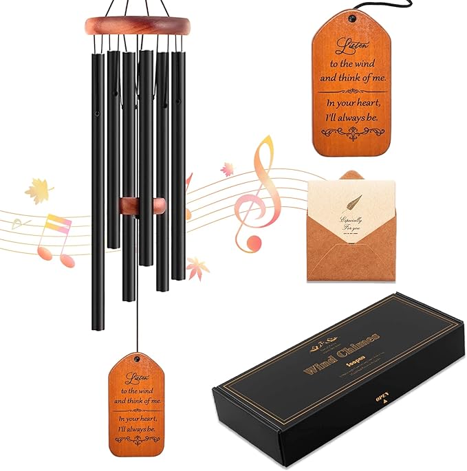 Sympathy Gift Baskets, 30" Wooden Memorial Wind Chimes for Loss of Loved One, Memorial/Bereavement/Condolence/Funeral Gifts, in Memory of a Loved One Mother Father