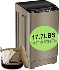 17.7 lbs Full Automatic Washing Machine with LED Display Compact Washing Machine with Drain Dump, 10 Wash Programs and 8 Water Levels Ideal for Dorms, Apartments, RV, Gold, KB03 GOLD6-3