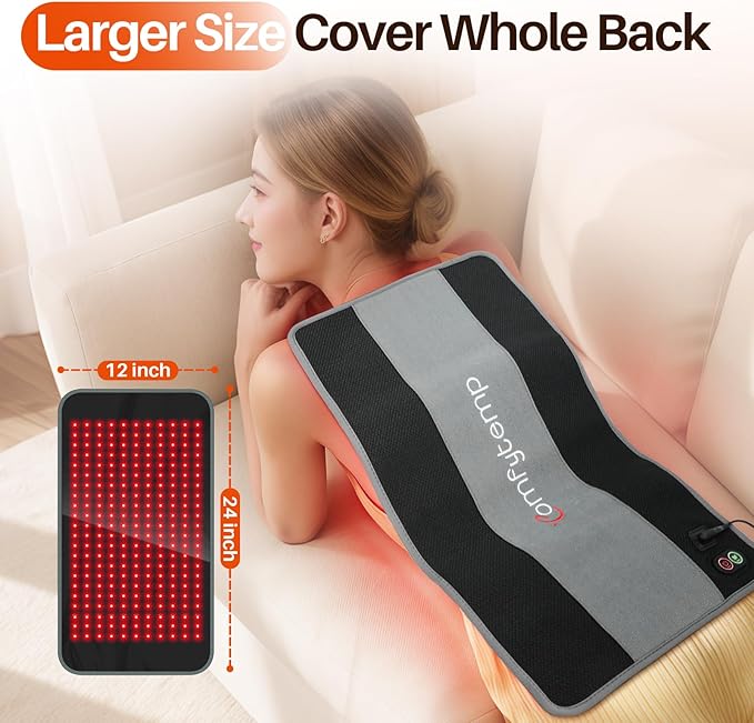 Comfytemp 24’’ x 12’’ Large Red Light Therapy Pad for Body, Near Infrared Light Therapy Wrap with Timer, 242 LEDs Light Therapy Pad for Back Shoulder Joint Muscle Pain Relief, 32W
