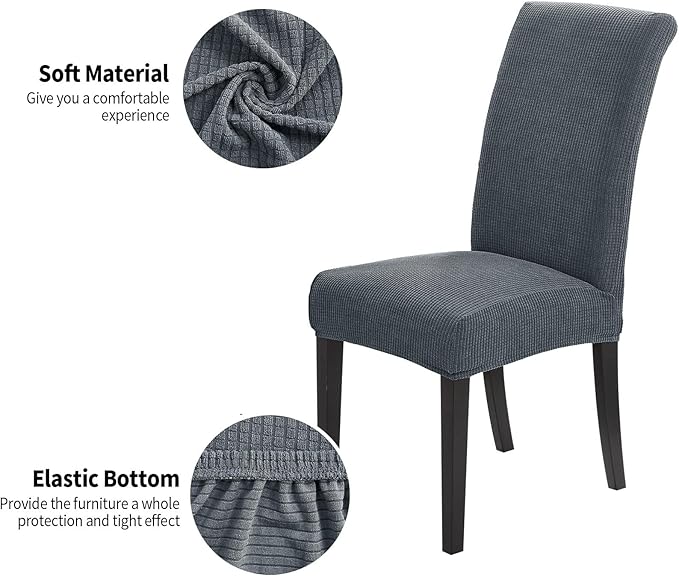 Joccun Chair Covers for Dining Room Set of 2,Dining Chair Slipcovers Stretch Dining Room Chair Covers Seat Protector,Washable Parsons Chair Cover for Home,Hotel,Banquet(Gray,2 Pack)