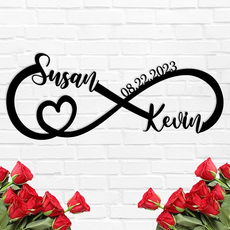 Wedding Gifts for Couples 2025 | Personalized Wedding Gifts | Couples Gift for Her | Anniversary Wedding Date Sign | Engagement Gift | Wall Decor | Bridal Shower Gift | Infinity Metal Sign