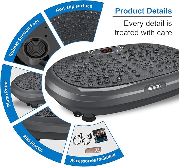 EILISON FitMax 3D XL Vibration Plate Exercise Machine - Whole Body Workout Vibration Platform w/Loop Bands - Lymphatic Drainage Machine for Weight Loss, Shaping, Wellness, Recovery