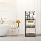 Stackable Wire Storage Baskets for Kitchen Closet Pantry, Hanging Closet Organizers Storage Shelves Organization, Wall Mount Metal Basket Bins, Clothing Vegetable & Fruit Organizer 3 pcs