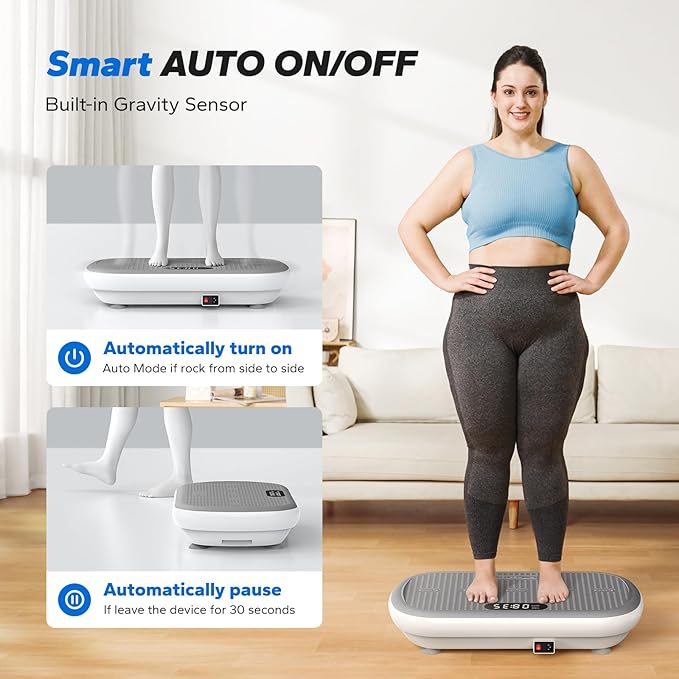 MERACH Vibration Plate Exercise Machine, Vibration Plate 440 Lbs Capacity, Bluetooth and Silicone Pedal, Stimulate Deep Fat, Vibration Plate for Lymphatic Drainage, Vibrating for Weight Loss