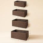 LA JOLIE MUSE Paper Rope Woven Storage Basket Set of 4 with Fabric Liner, Stackable Multipurpose Organizer Bin, Brown