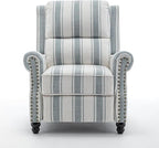 UIXE Pushback Recliner Chair, Fabric Armchair Push Back Accent Chair for Living Room, Rivet Trim Club Arm Chair Overstuffed Home Theater Single Sofa Bedroom Reading Seat with Footrest - Stripe Blue