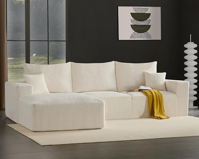 40" Square Stuffed Ottoman Pouf for Sofa Couch, Corduroy Poufs with Foam Chunk Filling, Furry & Fluffy Foot Stool Movable Ottoman. 40 * 40 Floor Poufs Foot Rest for Living Room, Beige