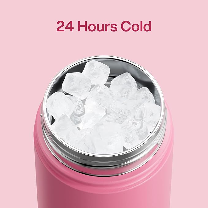 Kids Insualated Water Bottle with Straw - 12oz Stainless Steel Water Bottle with Dual Spouts, Leak-Proof, BPA-Free, Double Wall Vacuum Keeps Cold for 24 Hours for Sports, Travel, School (Tulip)