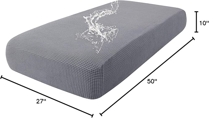 hyha Waterproof Couch Cushion Covers for Pets, Non Slip Sofa Seat Cover for Dogs Washable, Soft Thick Stretch Jacquard Fabric, Sofa Slipcovers with Elastic Bottom (1 Piece for Medium, Middle Grey)