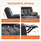 Rocker Swivel Recliner Chair for Adults, Overstuffed Large Manual Recliner Glider with Massage and Heat, Comfy Soft Fabric Living Room Reclining Sofa Chair(Technical Grey)